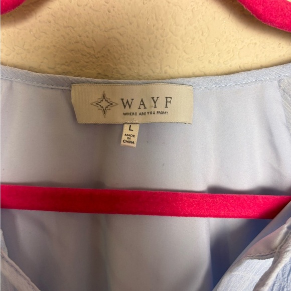 Wayf Pastel Blue Crepe Textured Long Blouson Sleeve Bubble Hem Cropped Blouse L - Picture 5 of 10